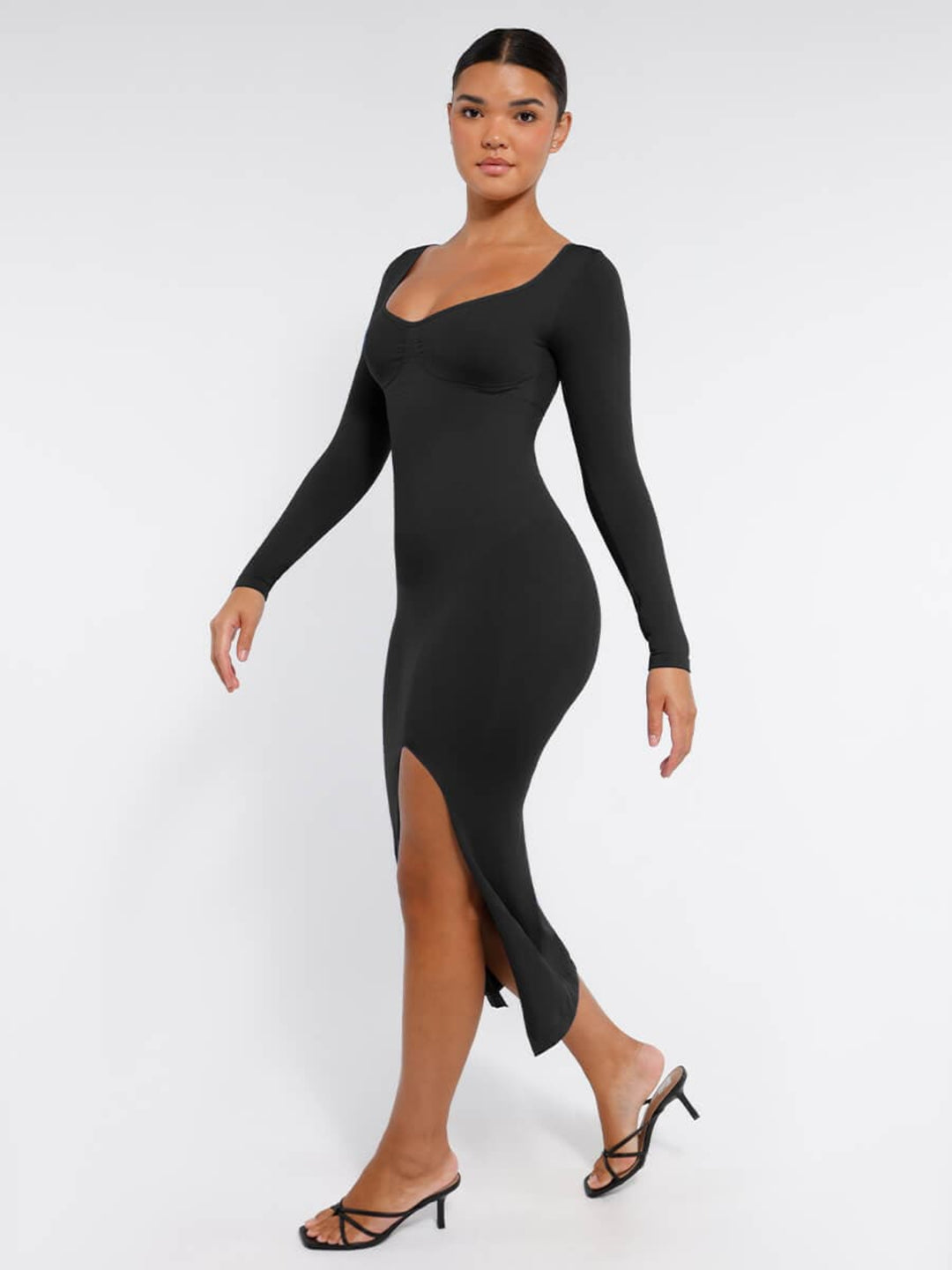 Bust Support High Side Slit Shaping Dress