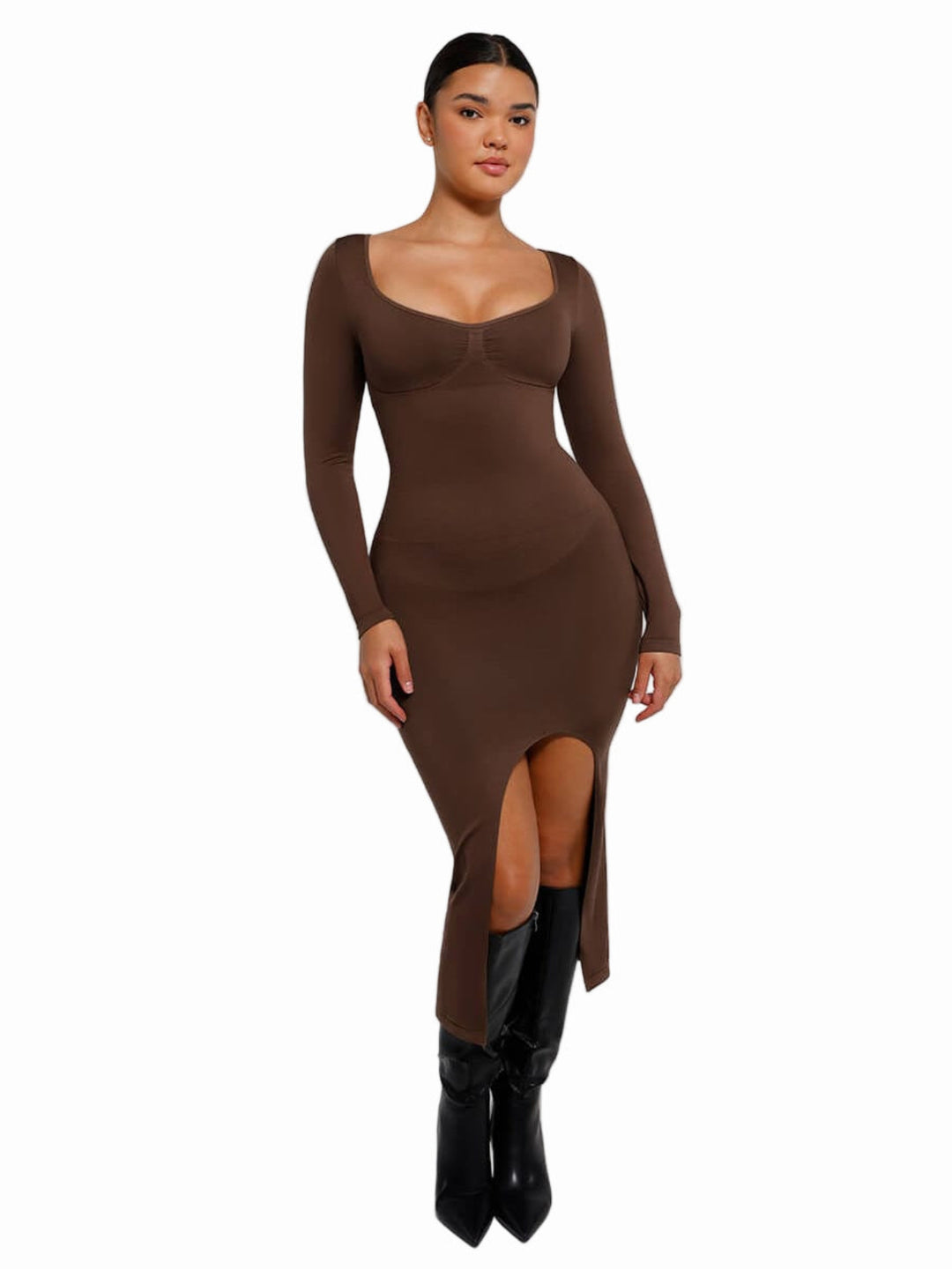 Bust Support High Side Slit Shaping Dress