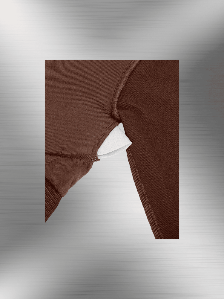 shaping dress with bust support featuring high side slit and seamless brown fabric detail