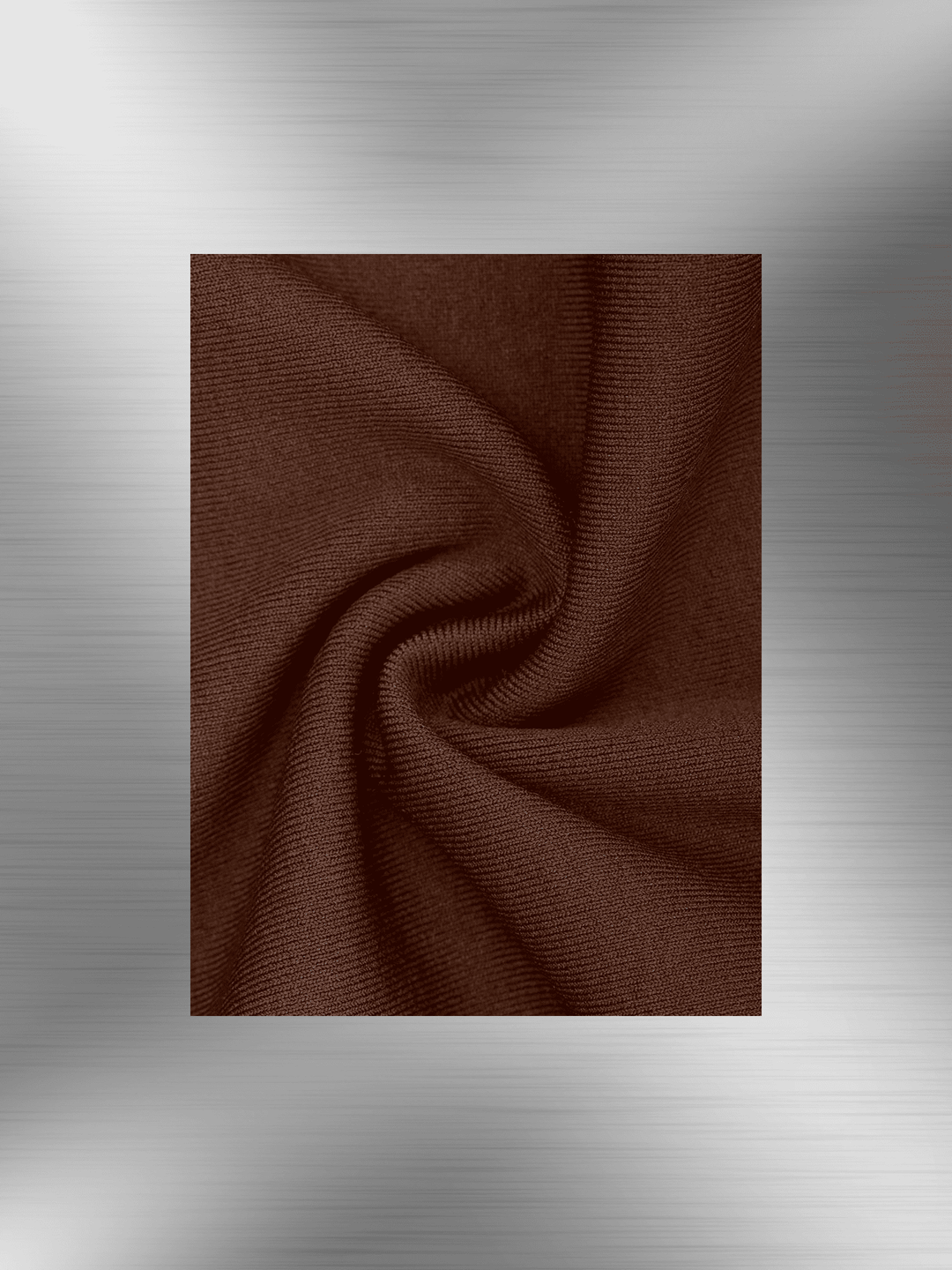 Brown seamless knit fabric texture for shaping dress with bust support, soft stretch and sculpting feel
