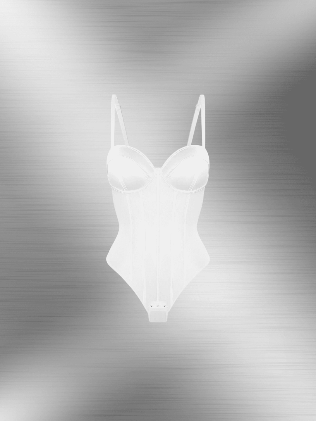 strapless cupped bodysuit with built-in cups and detachable straps for smooth shapewear support