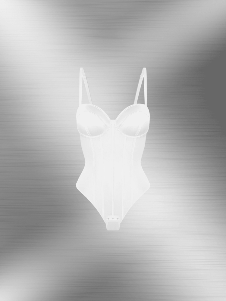 strapless cupped bodysuit with built-in cups and detachable straps for smooth shapewear support