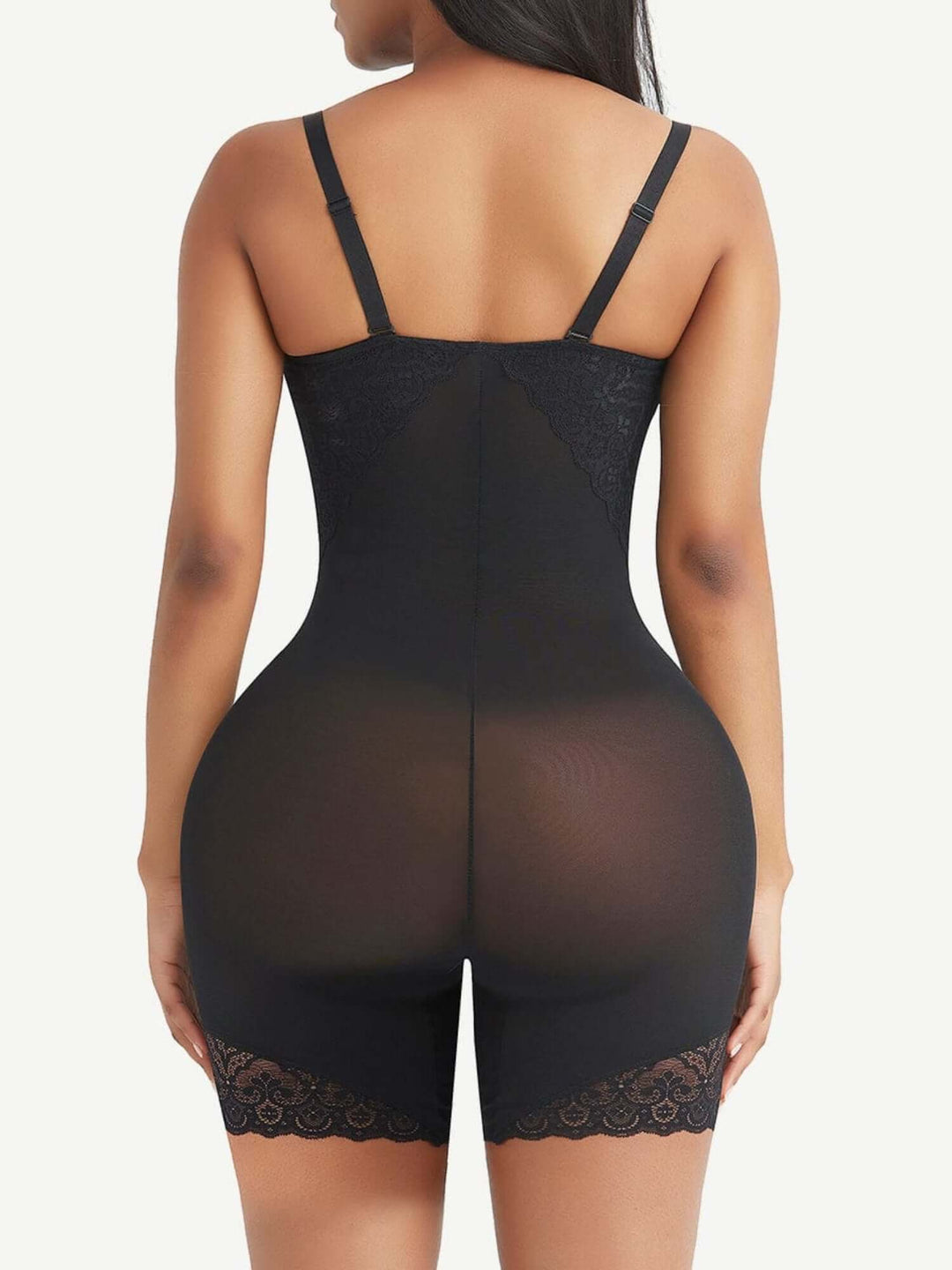 tummy control body shaper black strapless bodysuit with removable straps and mesh tummy support