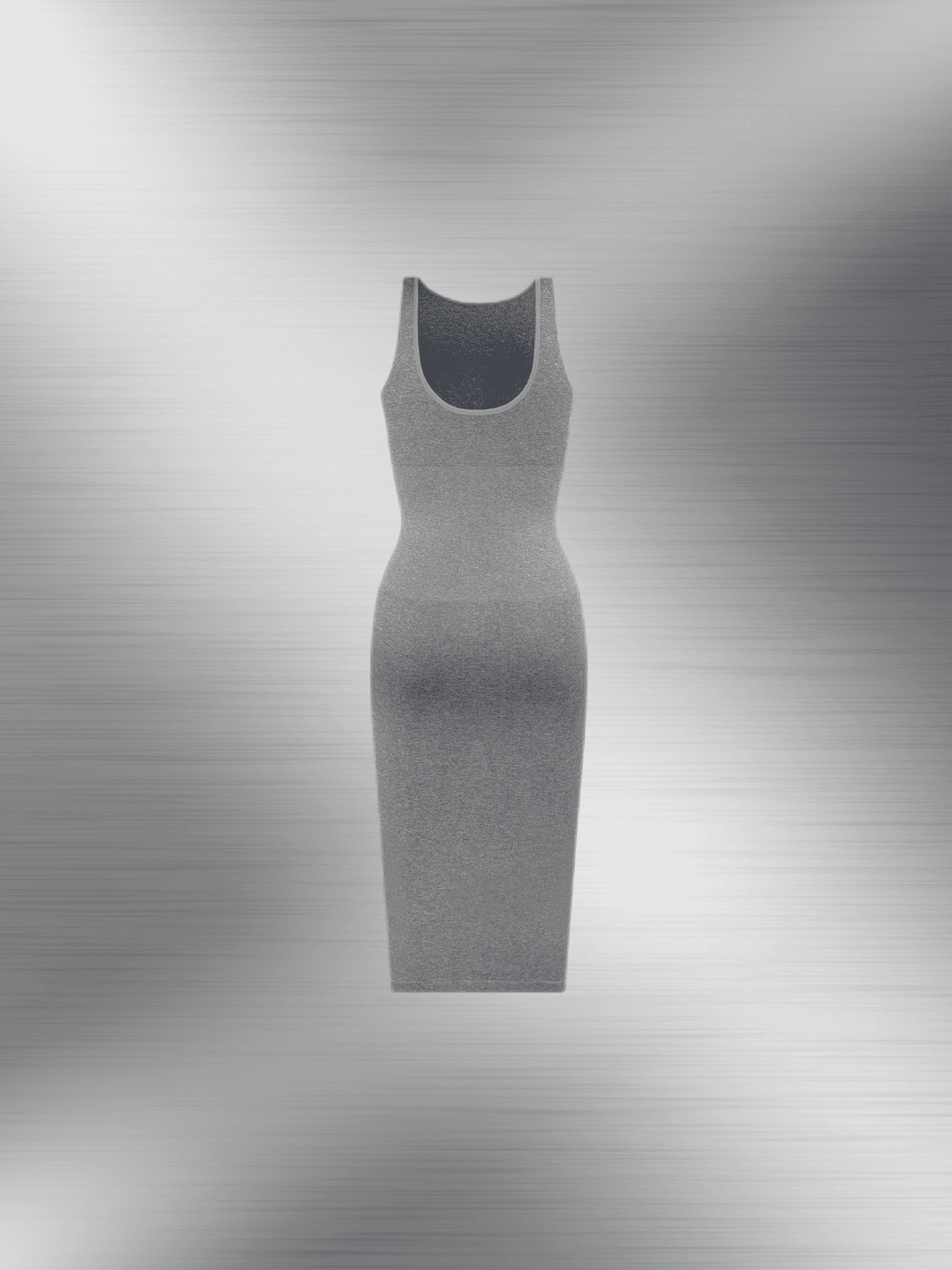 u-back shapewear dress gray bodycon maxi with light tummy control and open-back silhouette