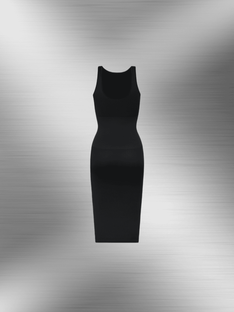 u-back shapewear dress black open-back control body dress with slim fit, gentle tummy support, and hourglass silhouette