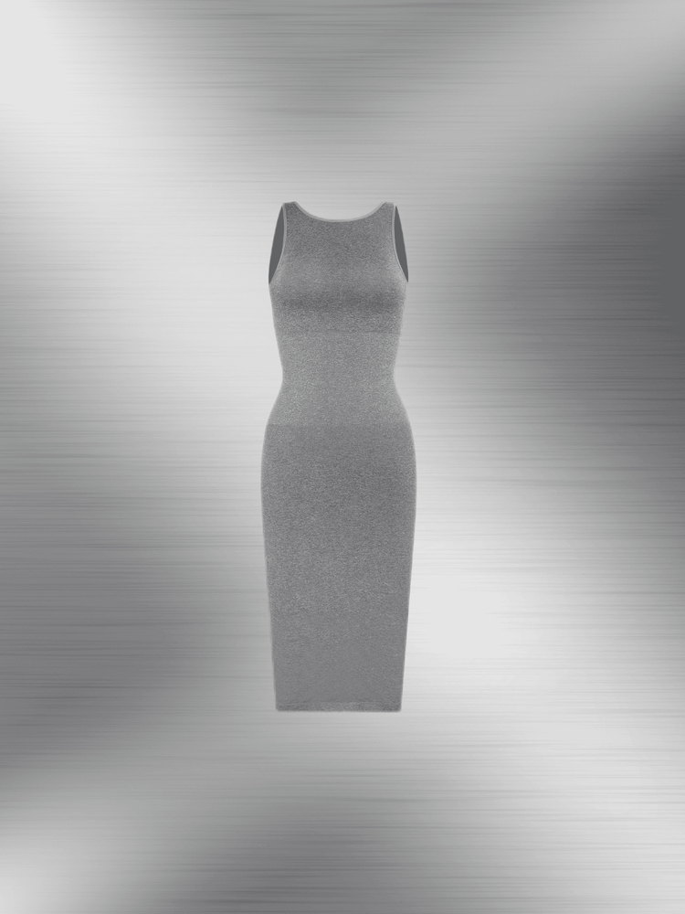 u-back shapewear dress sleek gray bodycon maxi dress with light control and a flattering hourglass silhouette