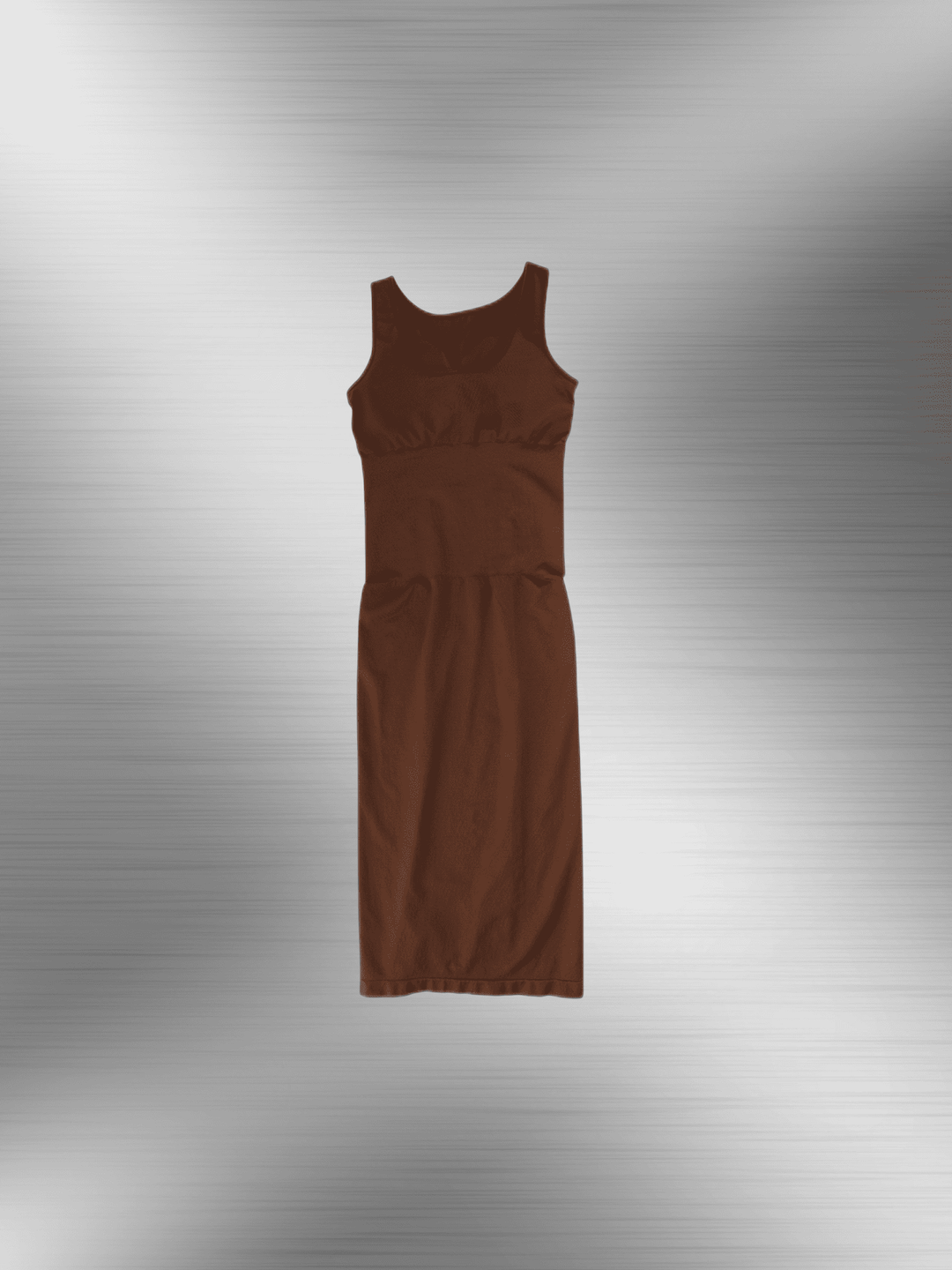 u-back shapewear dress brown sleeveless control body dress with light tummy support and flattering maxi silhouette