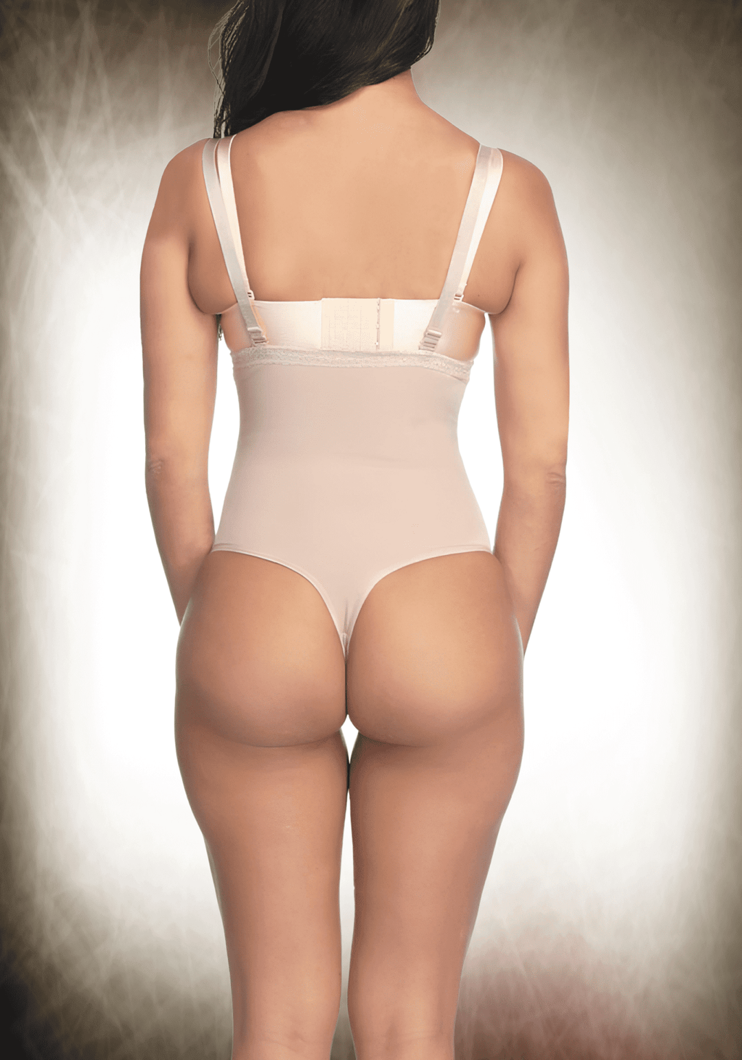 Underbust shapewear bodysuit with adjustable straps and thong design for tummy control and waist cinching