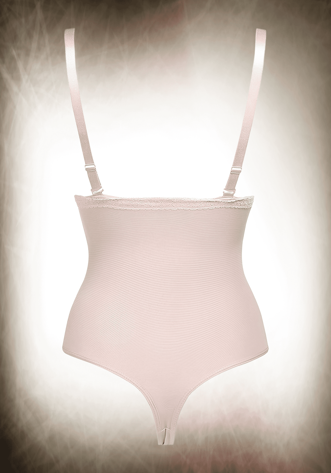 Underbust shapewear bodysuit with adjustable straps and thong design for tummy control