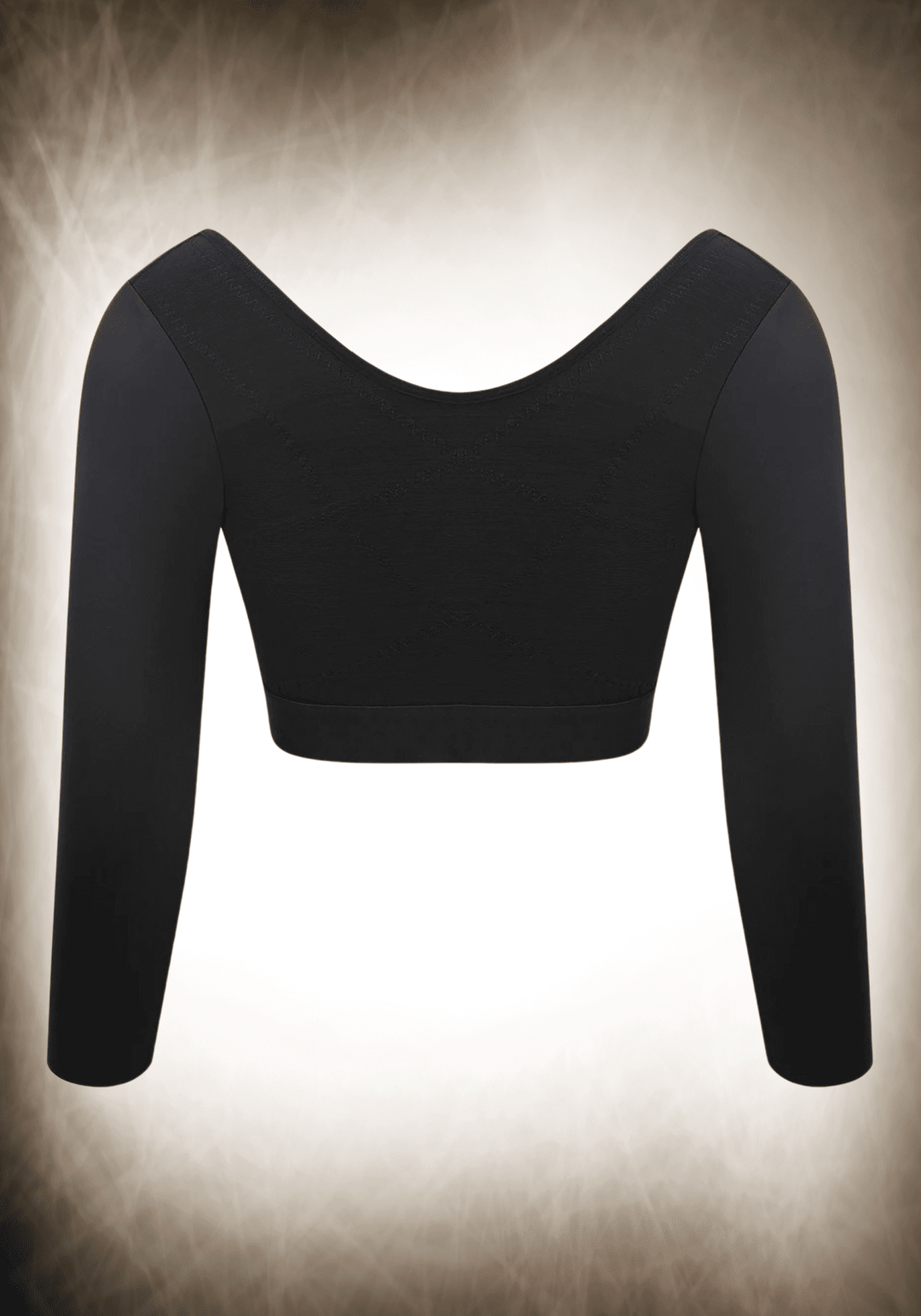 upper arm slimming body shaper black long sleeve open bust compression top for slimmer upper body