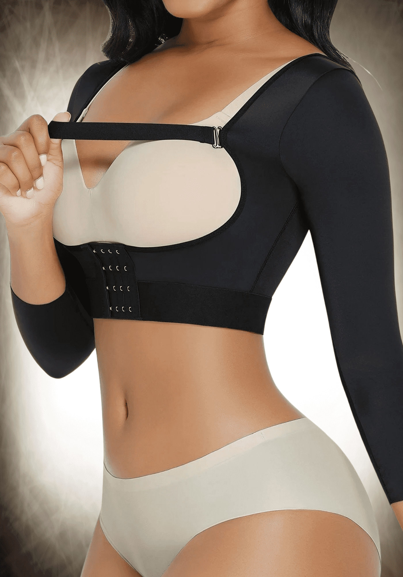 upper arm slimming body shaper open bust compression top for slimming arms, back, and armpit fat