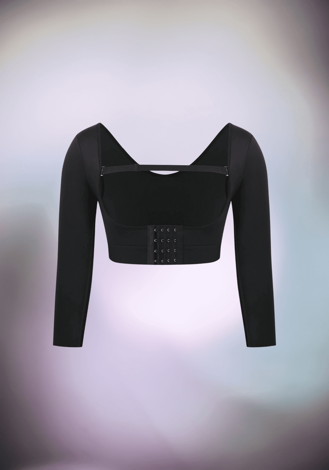 upper arm slimming body shaper black long sleeve compression top with open bust design for slimming and firm control