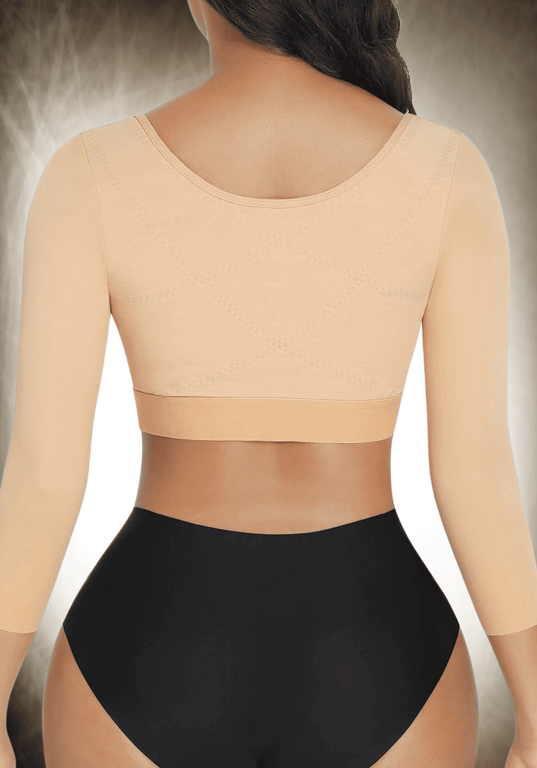 upper arm slimming body shaper open bust U-shape back and arm compression top for slimmer silhouette