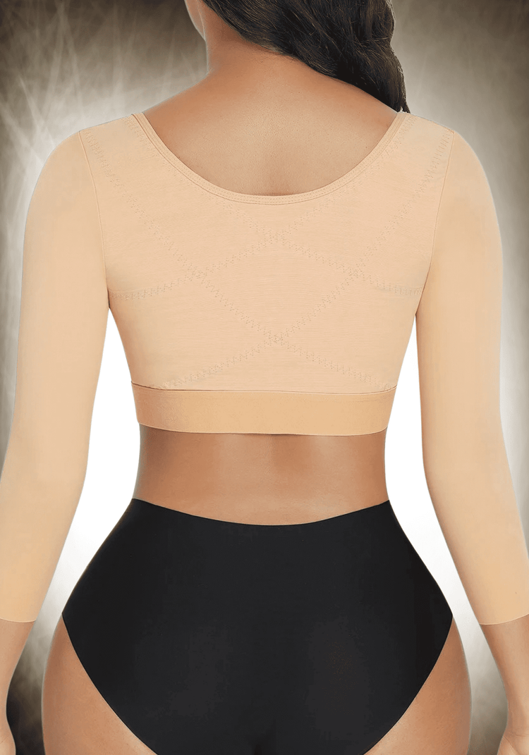 upper arm slimming body shaper open bust U-shape back and arm compression top for slimmer silhouette