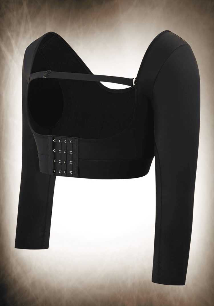 upper arm slimming body shaper black open bust long sleeve compression shapewear for slimmer upper body silhouette