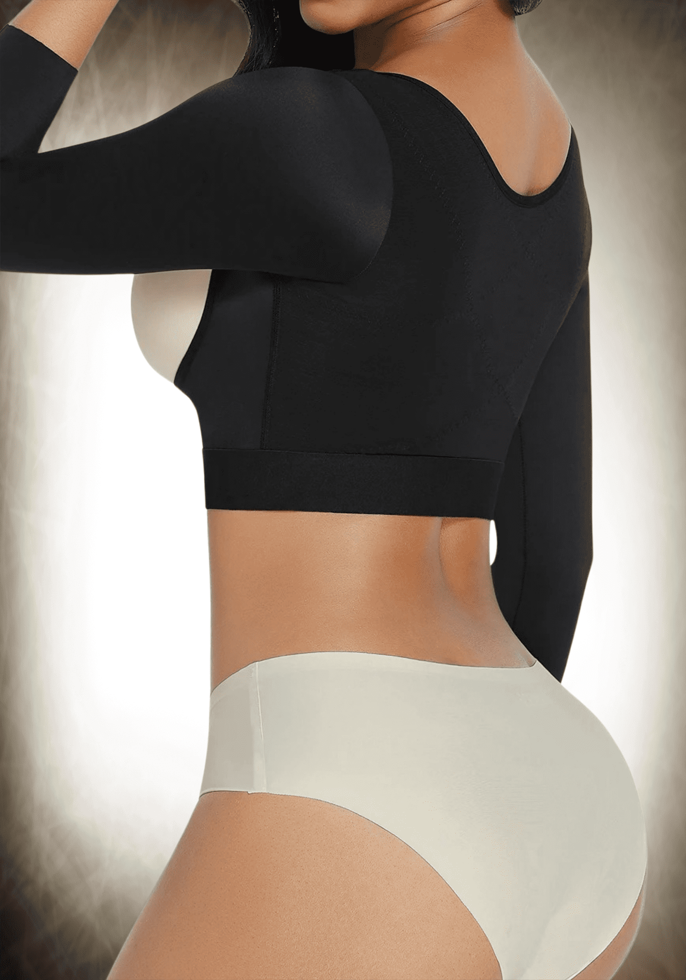 upper arm slimming body shaper black compression top for firm arm, back and bust support
