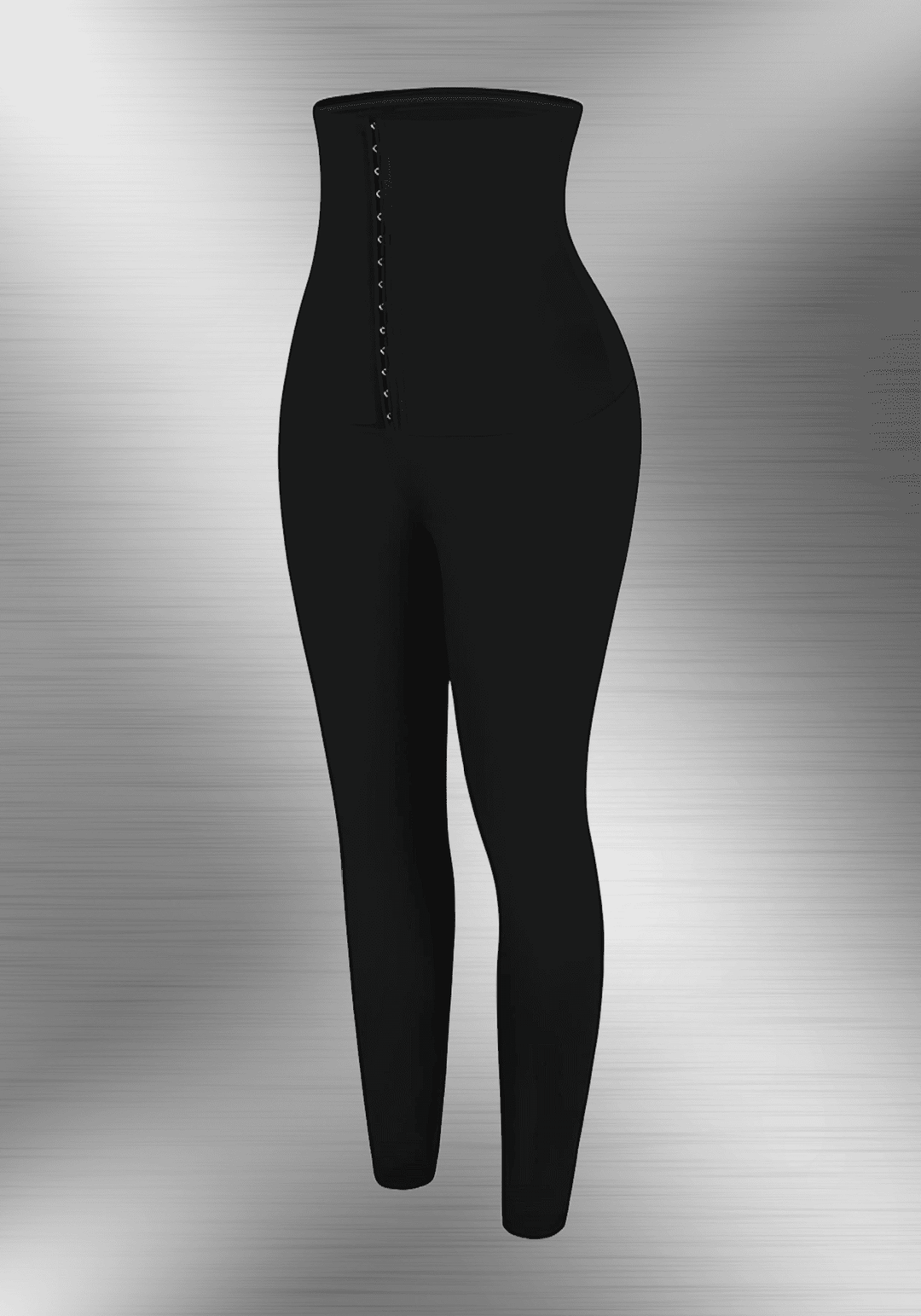 waist trainer leggings black high-waisted slimming fit with hook-and-eye closure and snug midsection support