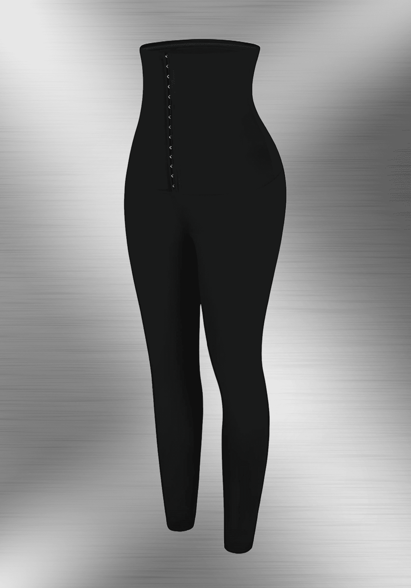 waist trainer leggings black high-waisted slimming fit with hook-and-eye closure and snug midsection support