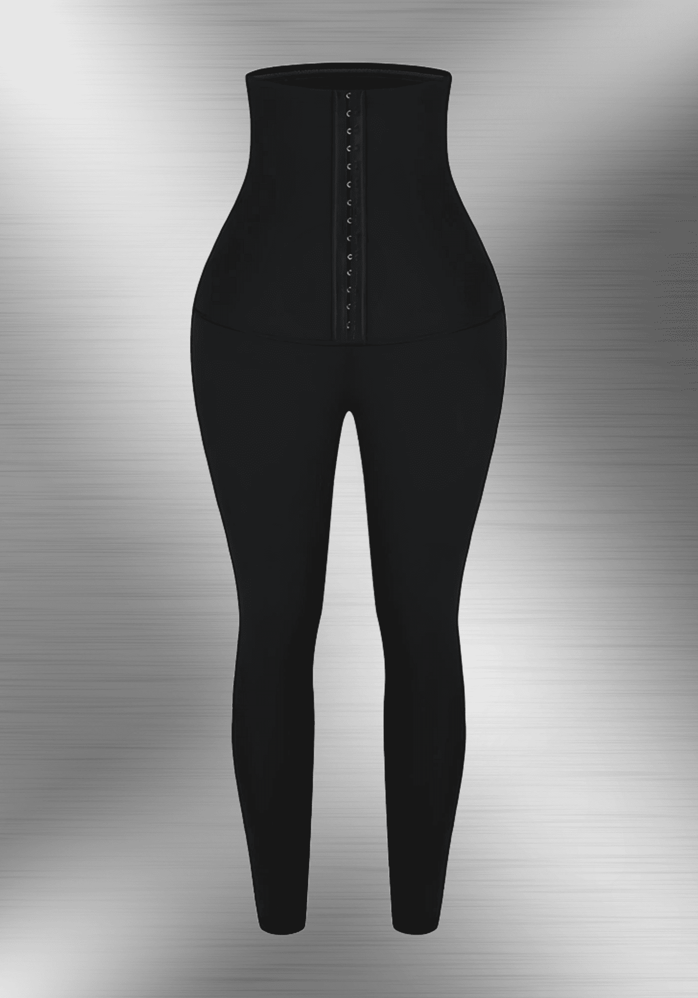 waist trainer leggings with high-waisted hook-and-eye closure and slimming fit