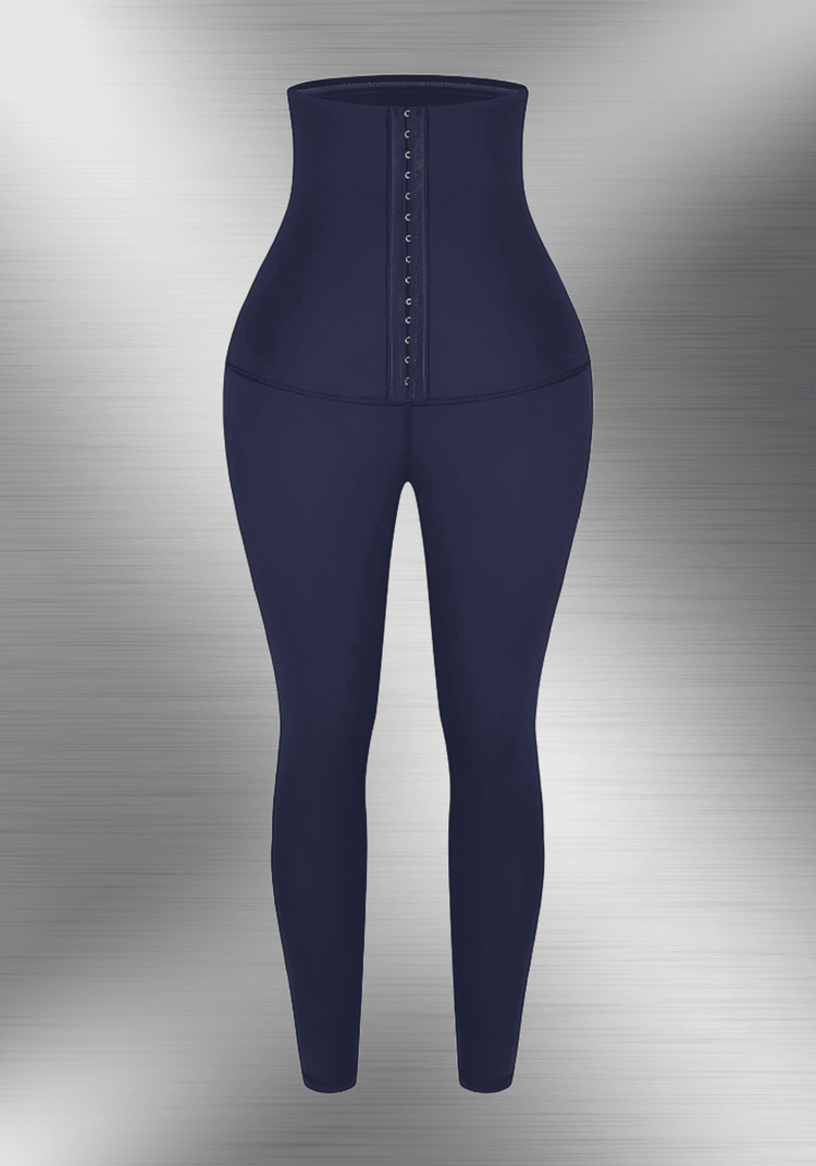 waist trainer leggings with high-waisted support and hook-and-eye closure for a slimming fit
