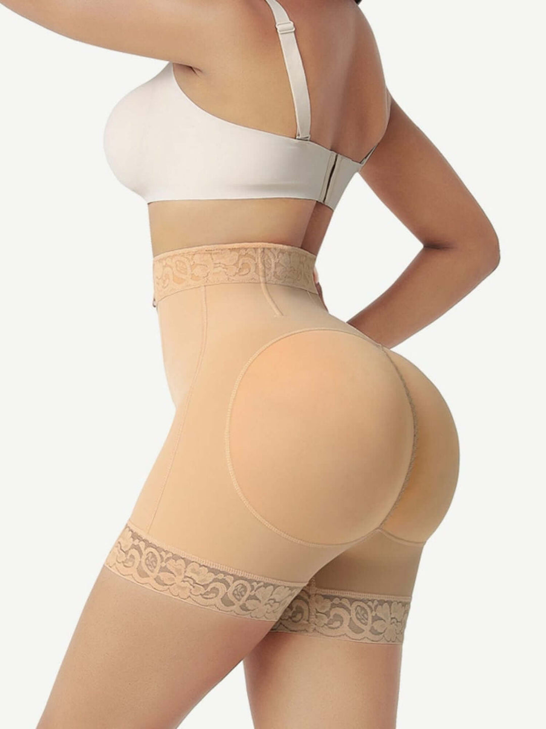 zip-front high-waisted shorts with firm control and butt-lifting support for a smooth silhouette [MT210282]